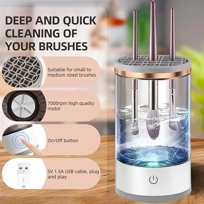 Portable Electric Makeup Brush Cleaner | Automatic Fast & Deep Cleaning Machine