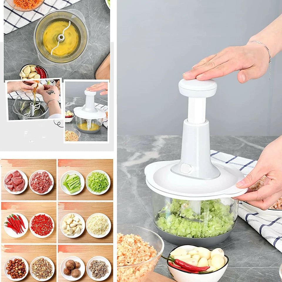 Food Chopper Manual Vegetable Chopper Mini food Processor, Dicers and Mincers 2L