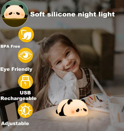 Rechargeable Cute Panda Silicon Night Light & Bedside Lamp⁠
