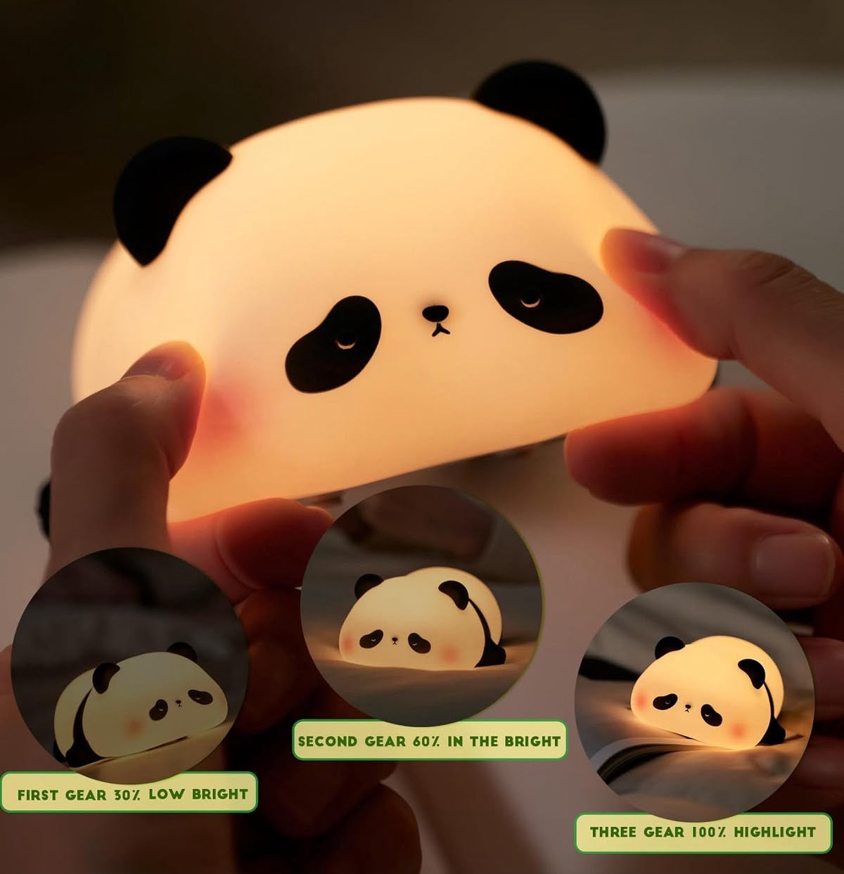 Rechargeable Cute Panda Silicon Night Light & Bedside Lamp⁠