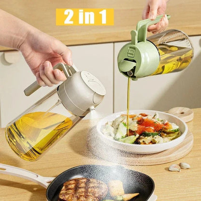 2-in-1 Oil Sprayer and Dispenser Bottle for Kitchen – Leakproof Olive Oil Spray & Pour Bottle