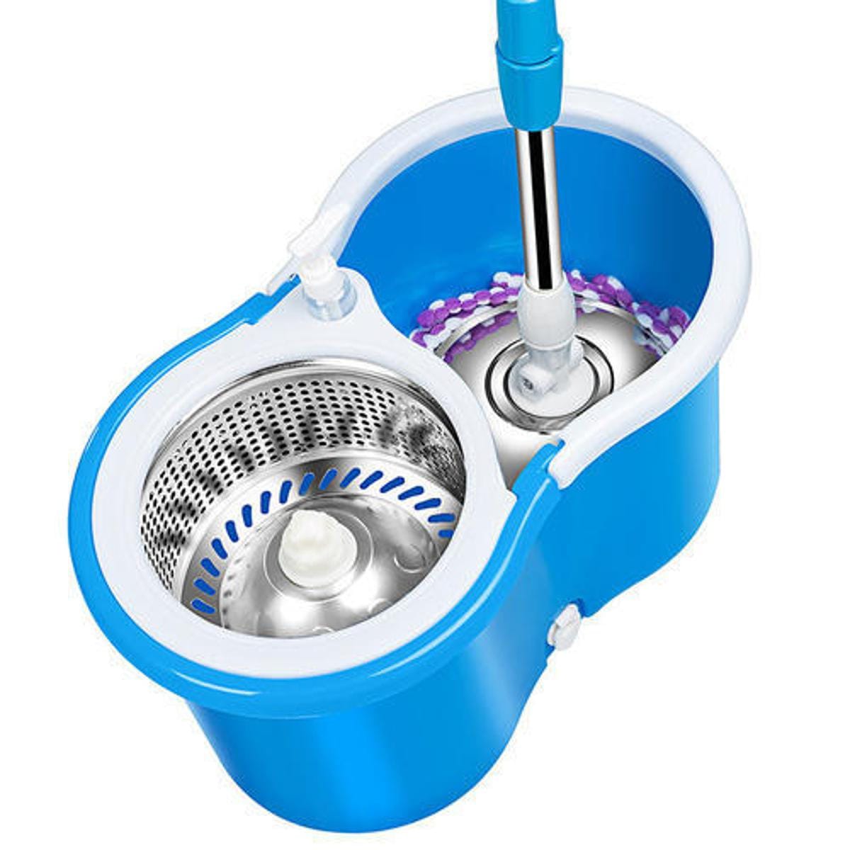 Easy Spin Magical Mop Set with Steel Bucket – 360 Degree Rotating Floor Cleaning
Mop with Wringer Basket