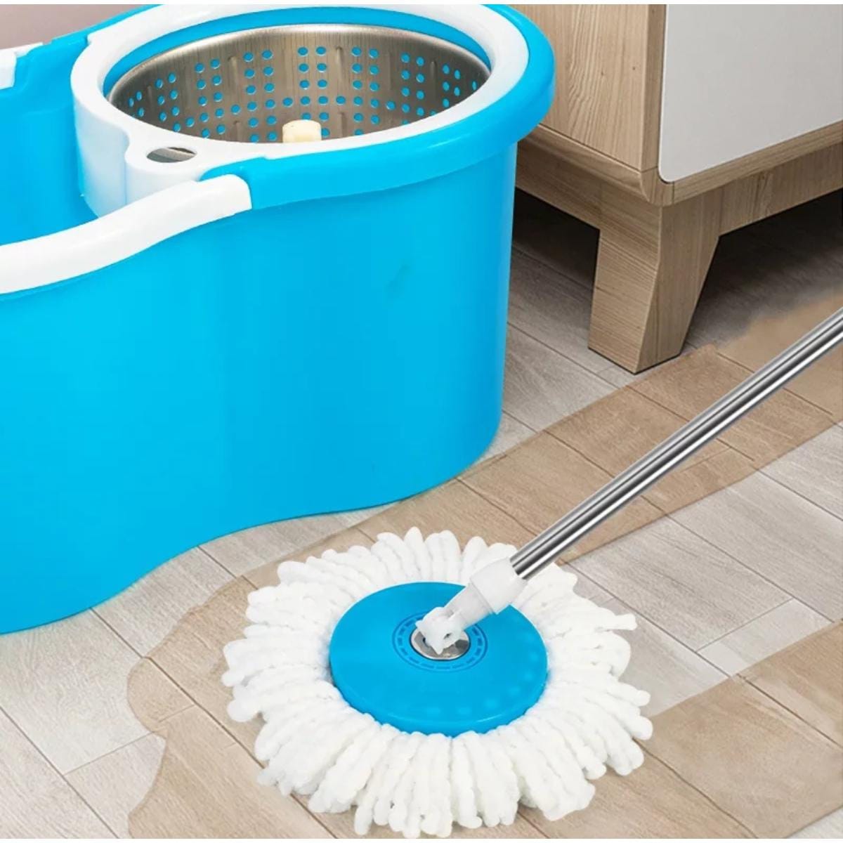 Easy Spin Magical Mop Set with Steel Bucket – 360 Degree Rotating Floor Cleaning
Mop with Wringer Basket