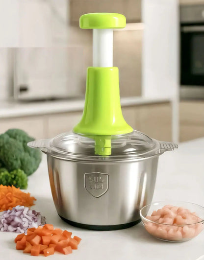 Large 2L Stainless Steel Bowl Effortless Vegetable Chopper & Meat Grinder⁠
