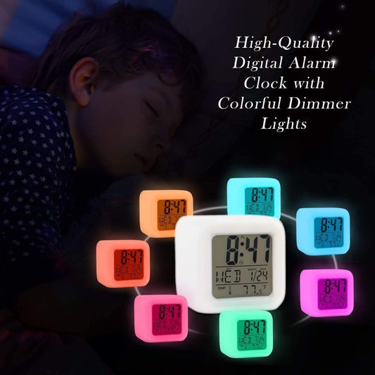 Creative LED Digital Alarm Clock with Colorful Dimmer Lights | Table & Room Decor