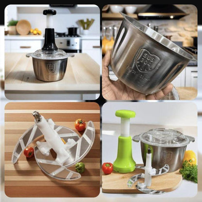 Large 2L Stainless Steel Bowl Effortless Vegetable Chopper & Meat Grinder⁠