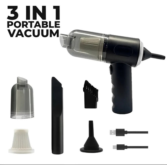 3-in-1 Portable Wireless Car & Home Vacuum Cleaner | Rechargeable & Multi-Functiona